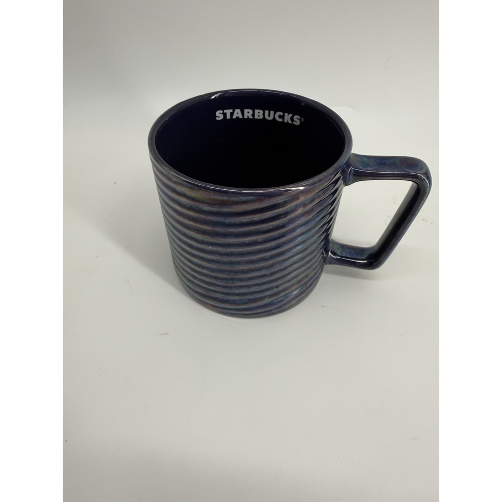 Starbucks Luster Swirl Ceramic Iridescent Navy Blue 12oz Coffee Tea Mug Cup 2020